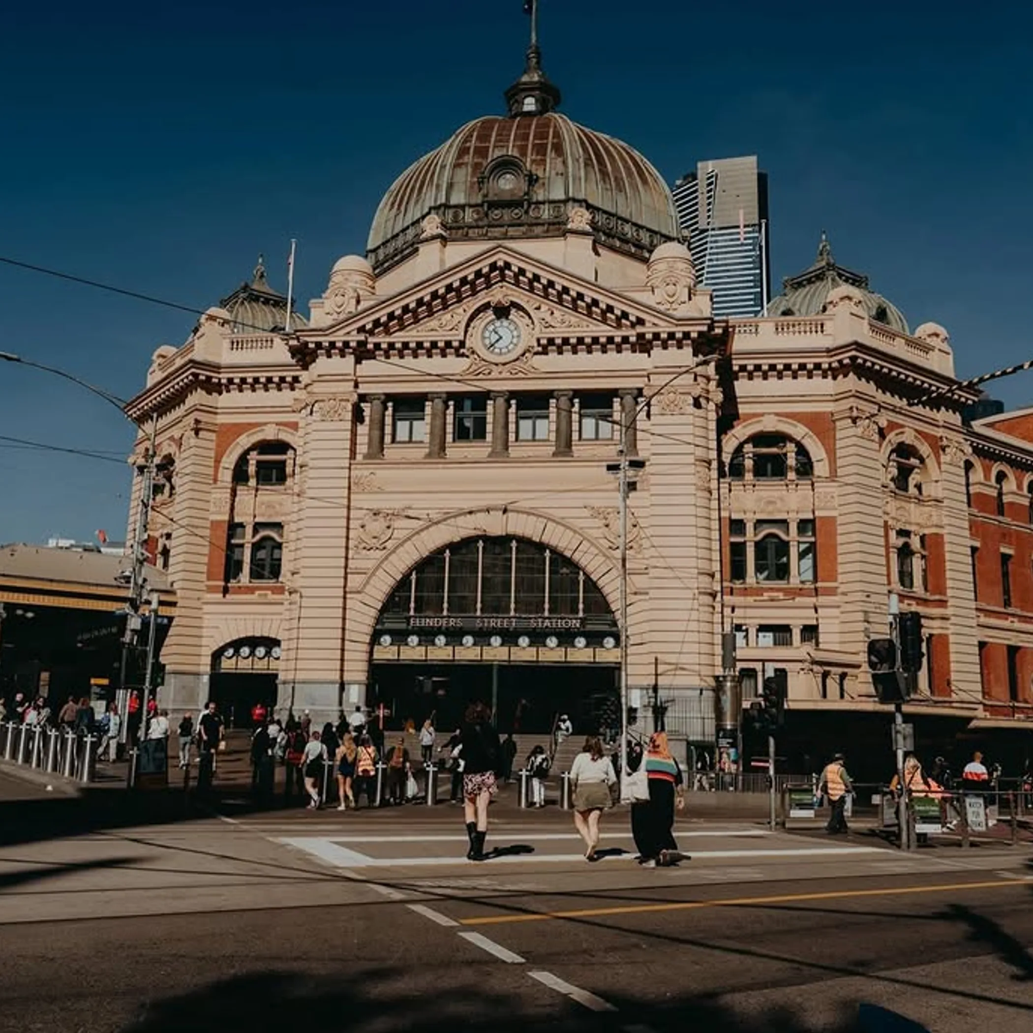 flinders street station at night